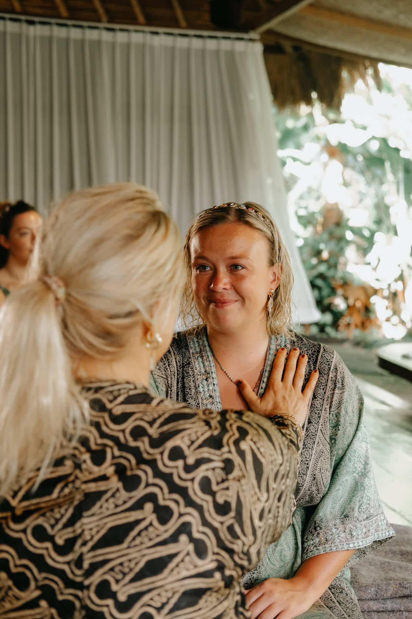 A heartfelt moment between two participants