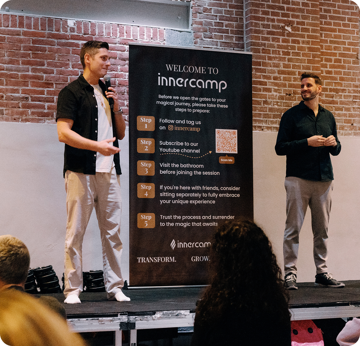 Breathwork facilitator training presentation at InnerCamp led by founder Alexis Alcalá