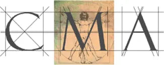 Logo with 'CMA' letters, featuring a stylized figure and grid design.