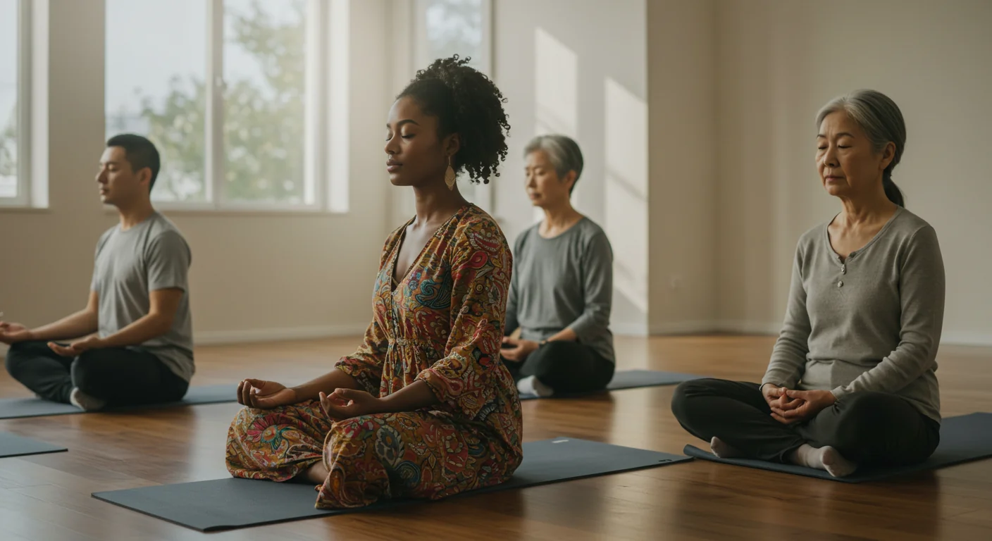 A group of individuals practicing yoga together.